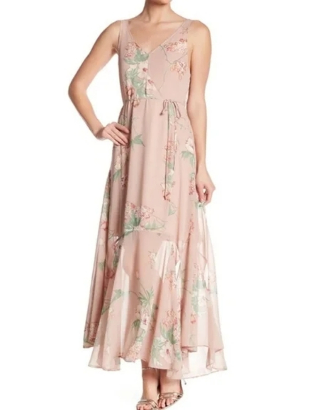 Dress Forum Blush Baby Pink Floral Maxi Fairycore Ethereal Dress Size Small - Picture 1 of 9